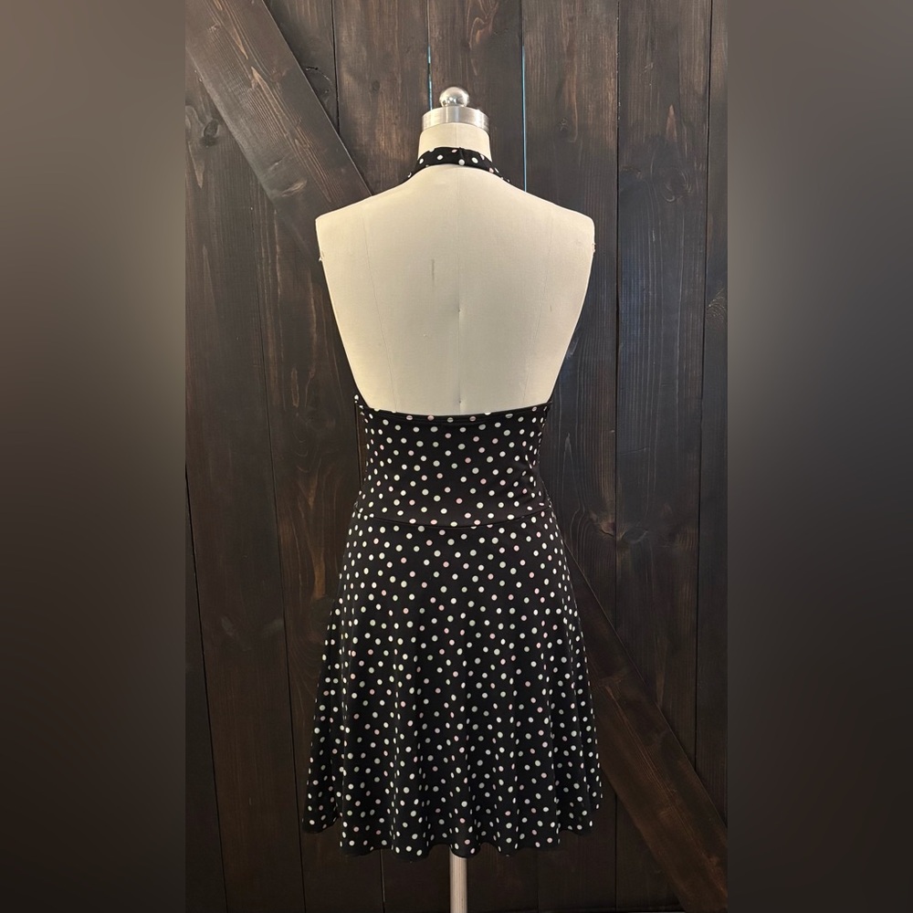 Polka Dot Halter Dress - Black and White - Picture 2 of 2